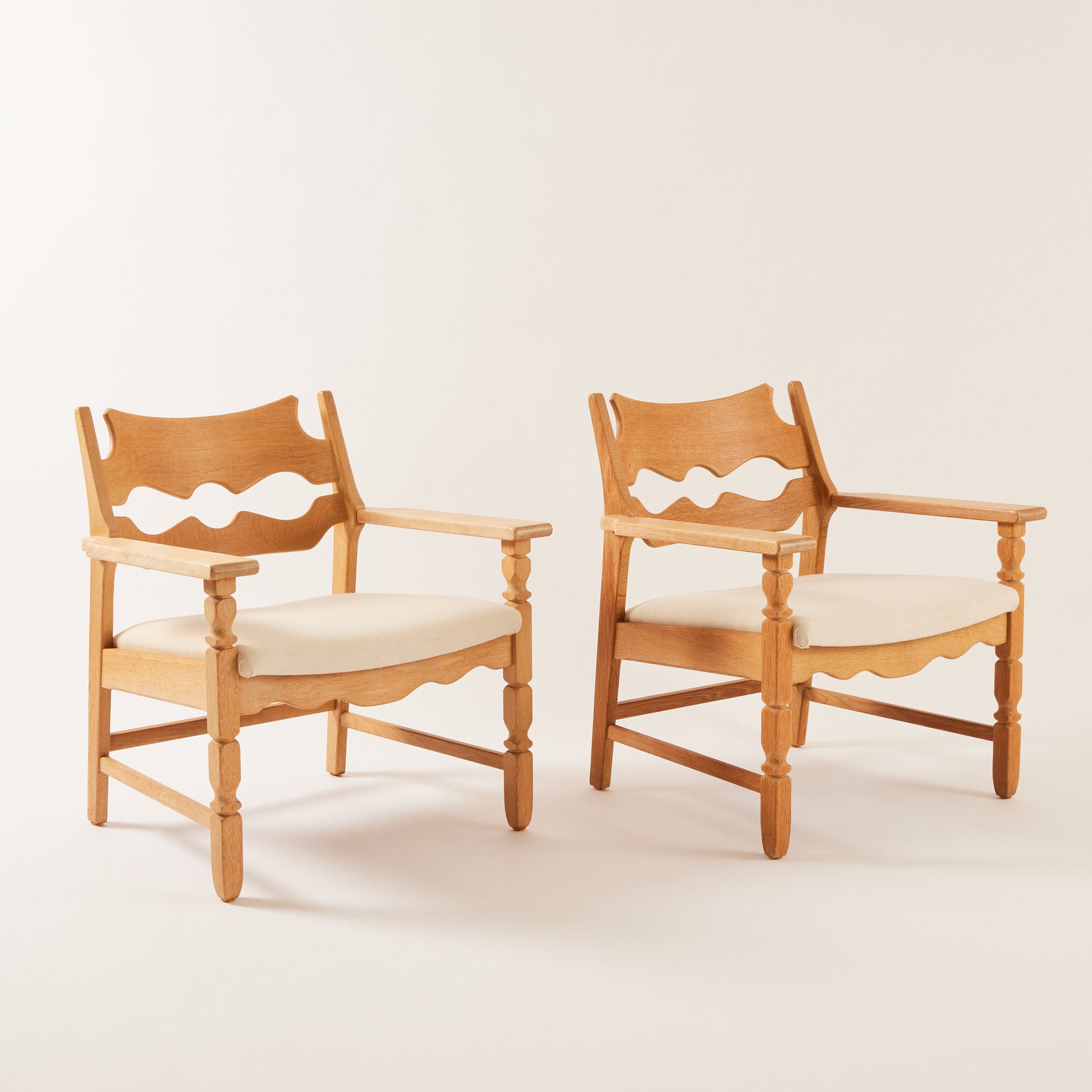 SOLD Henry Kjærnulf "Razor" Lounge Chairs in Oak, 1970's
