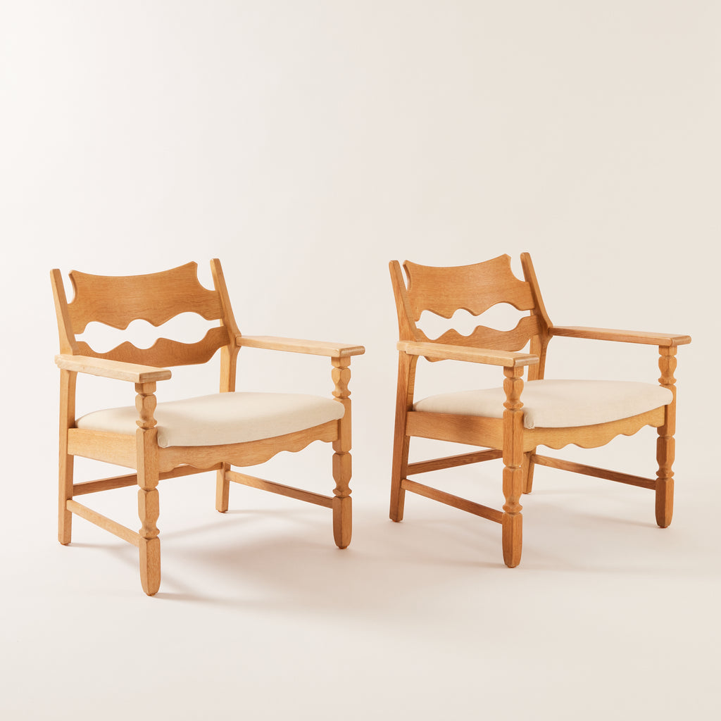 SOLD Henry Kjærnulf "Razor" Lounge Chairs in Oak, 1970's