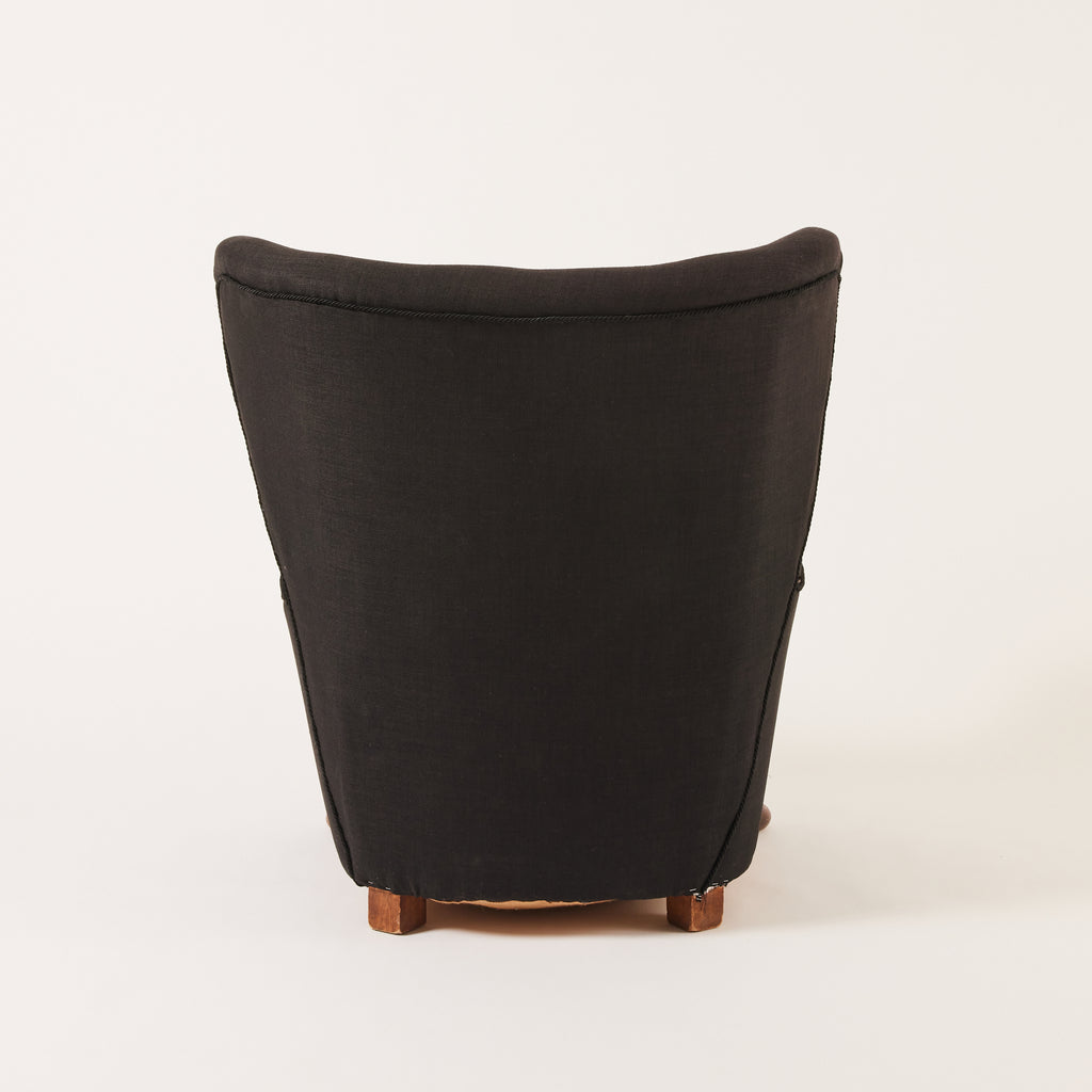 Danish Lounge Chair, 1940s Vintage Wingback Armchair