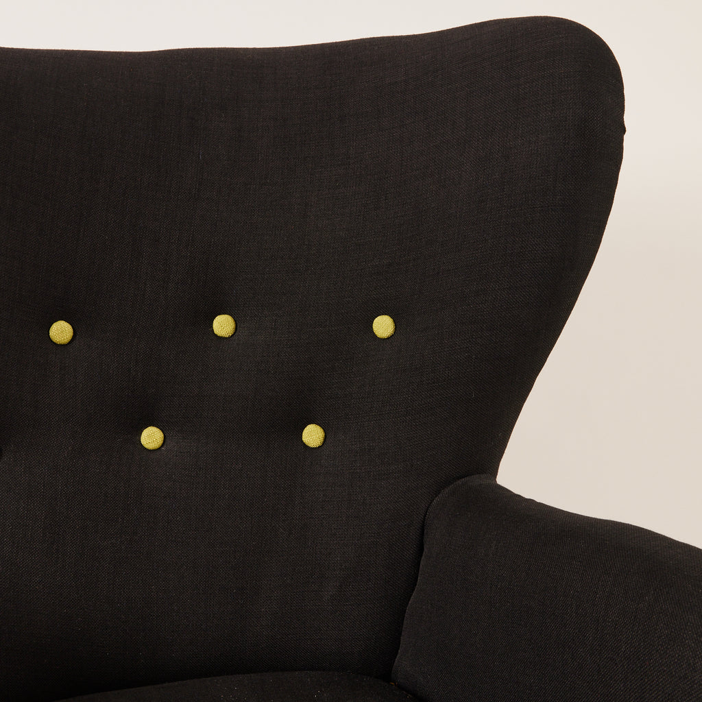 Danish Lounge Chair, 1940s Vintage Wingback Armchair