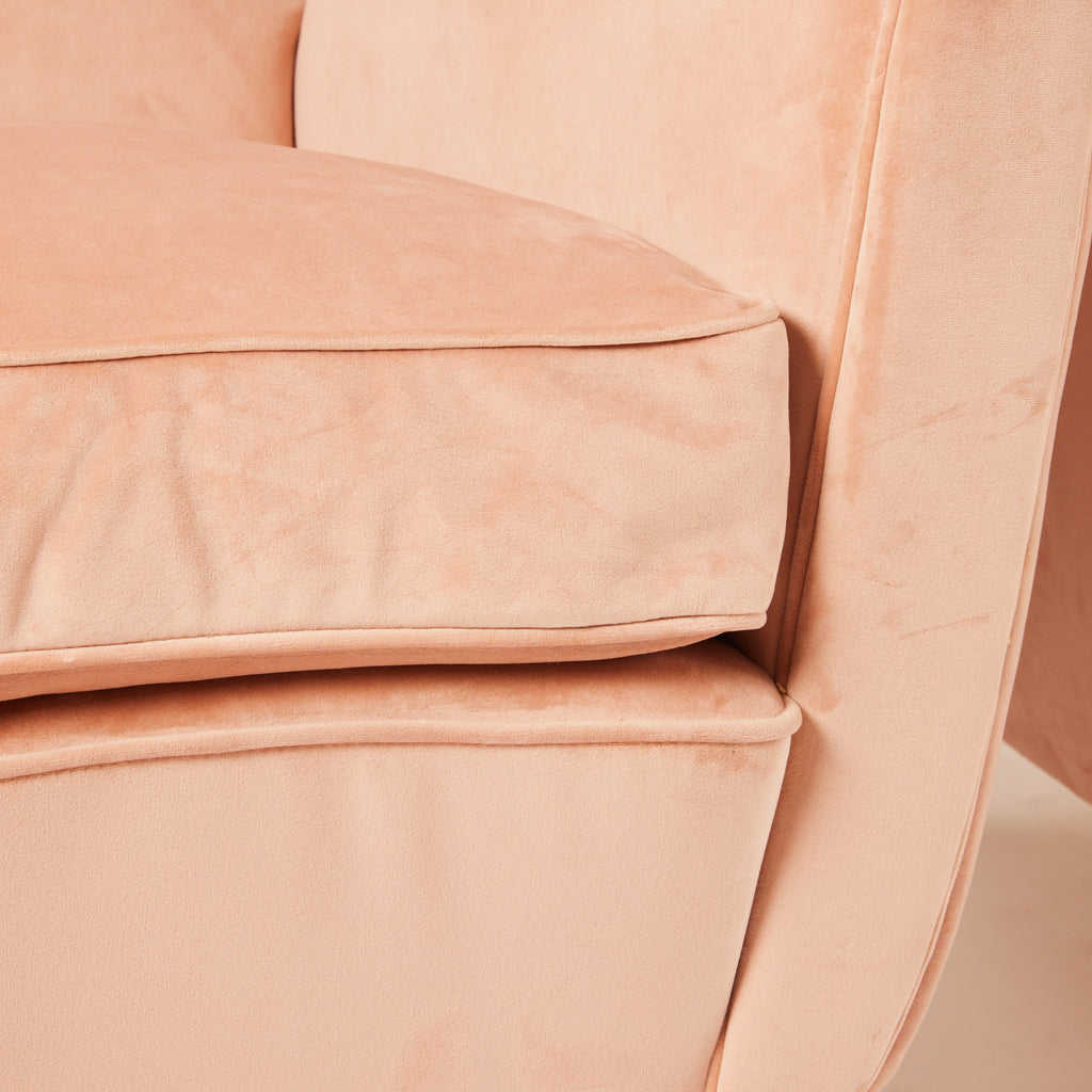 SOLD Gio Ponti Velvet Armchairs, Vintage 1940s High Back Blush Armchairs for ISA Bergamo, Set of 2