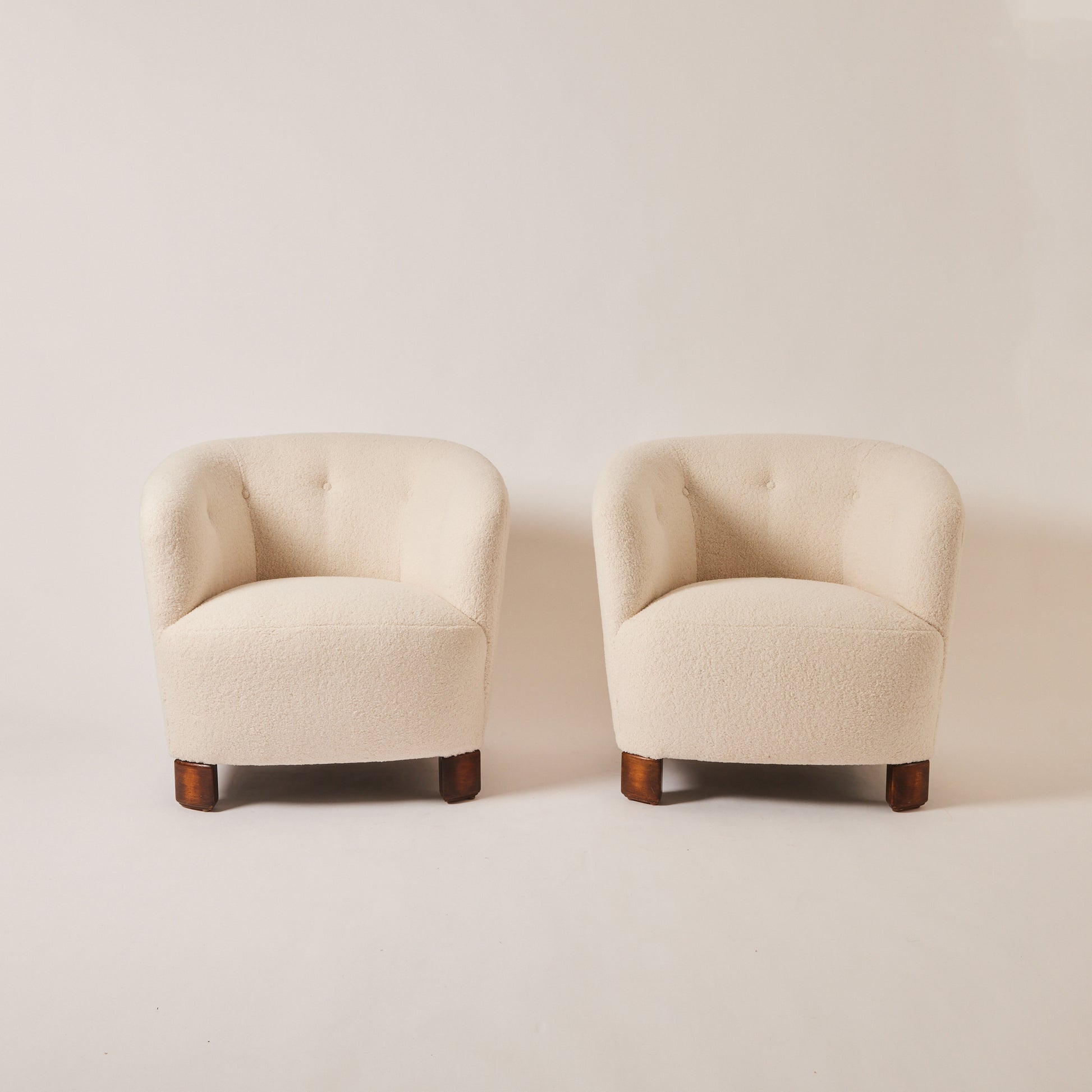 SOLD Danish easy chairs in Sherpa Boucle, 1930's/40's