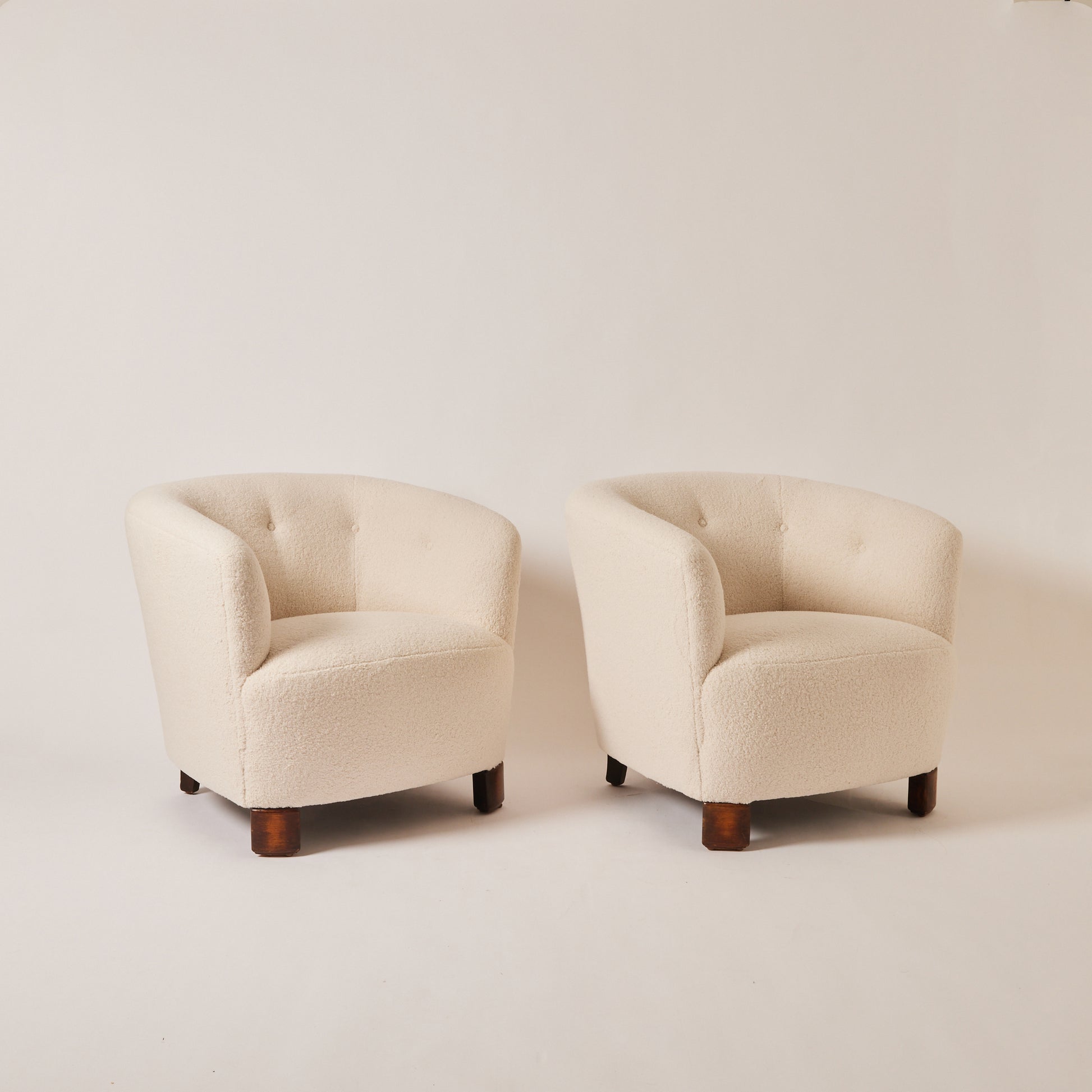 SOLD Danish easy chairs in Sherpa Boucle, 1930's/40's
