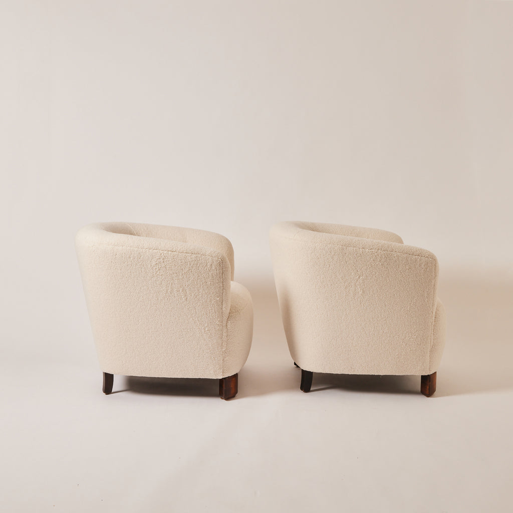 SOLD Danish easy chairs in Sherpa Boucle, 1930's/40's
