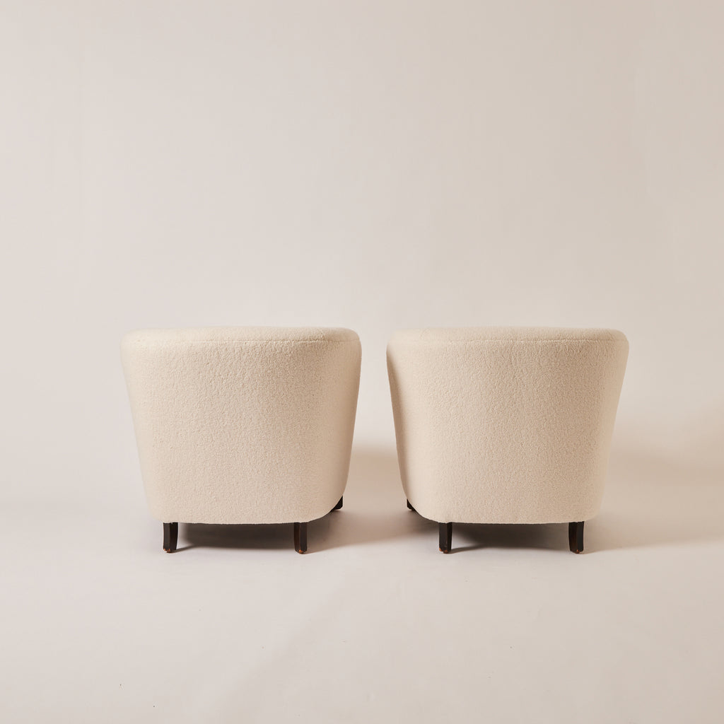 SOLD Danish easy chairs in Sherpa Boucle, 1930's/40's