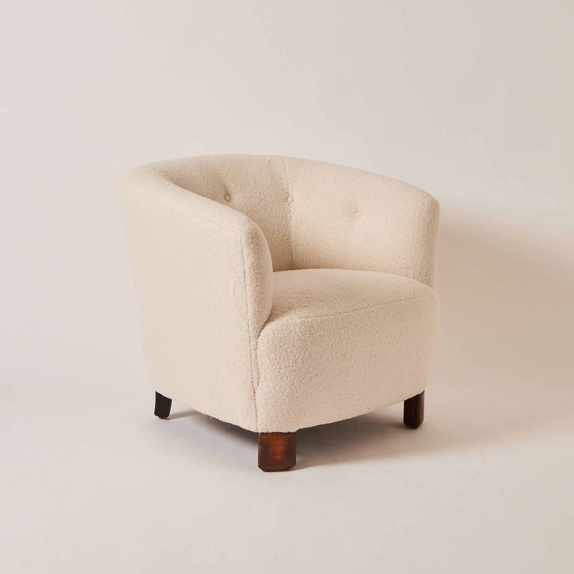 SOLD Danish easy chairs in Sherpa Boucle, 1930's/40's