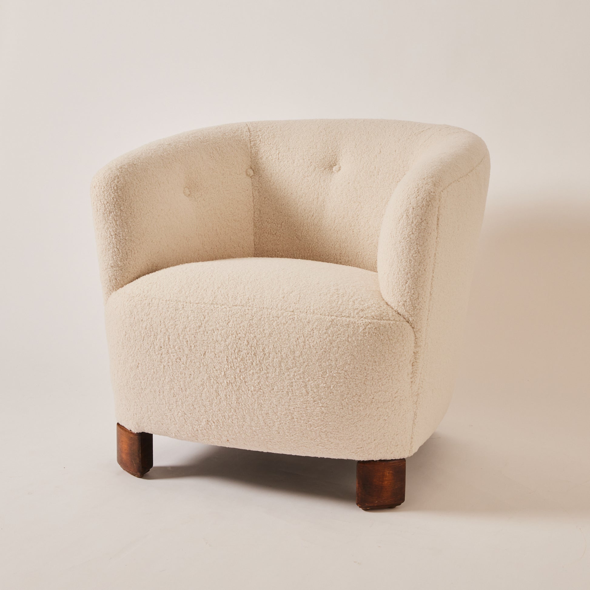 SOLD Danish easy chairs in Sherpa Boucle, 1930's/40's