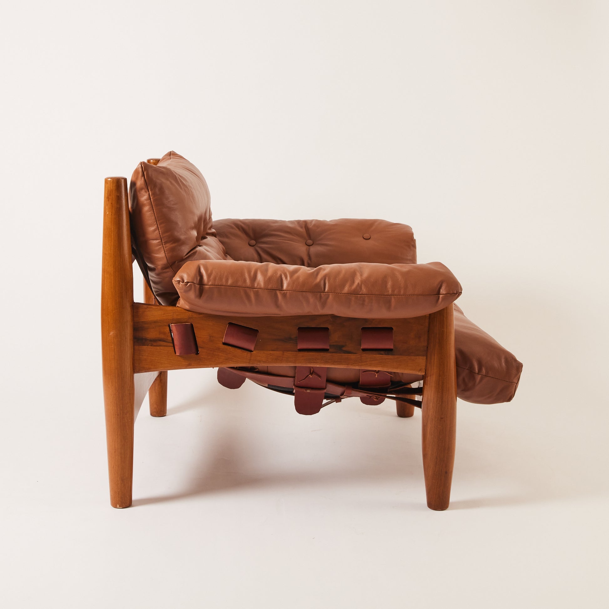 SOLD Sergio Rodrigues "Sheriff" Brazilian Leather Lounge Chair, a pair 1960's