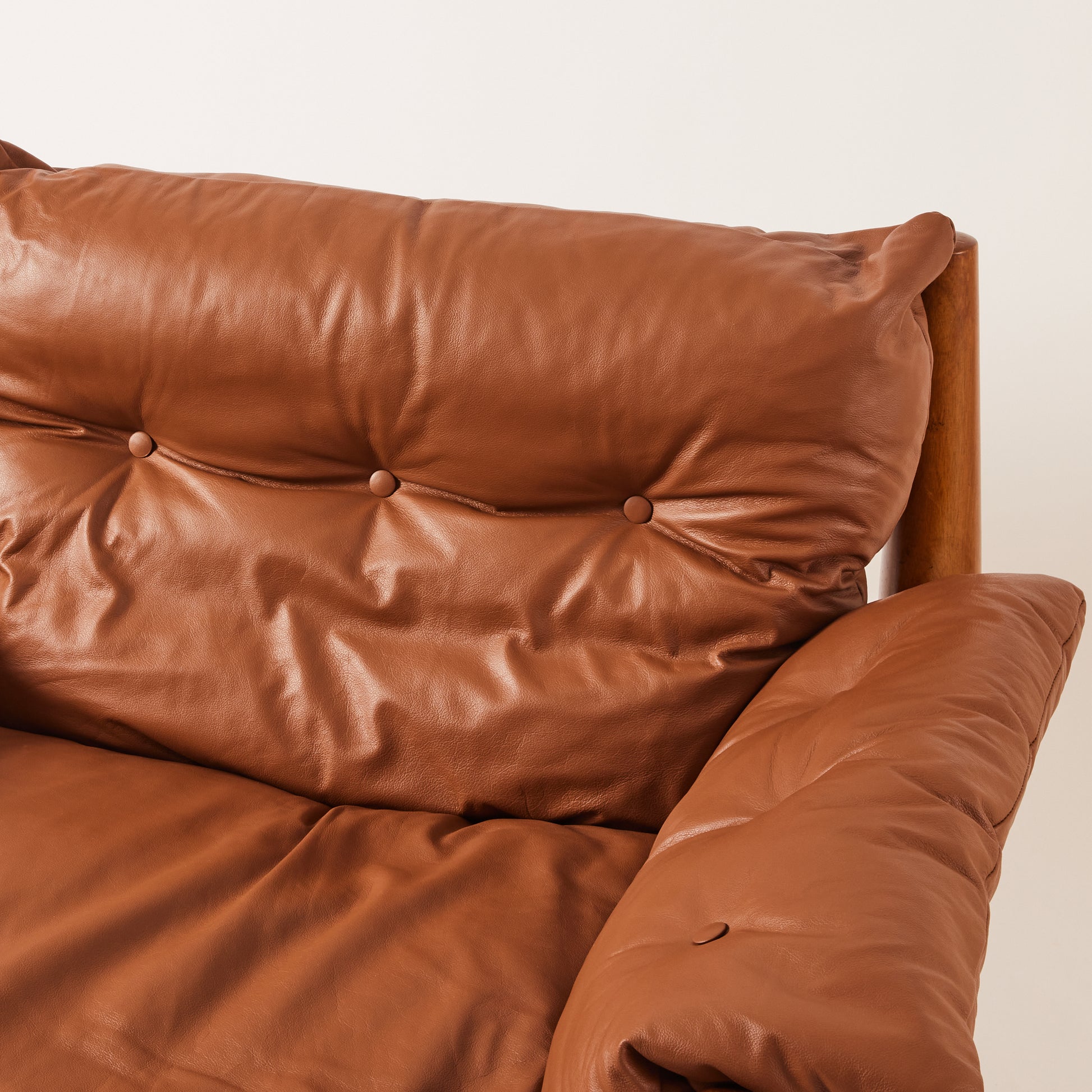 SOLD Sergio Rodrigues "Sheriff" Brazilian Leather Lounge Chair, a pair 1960's