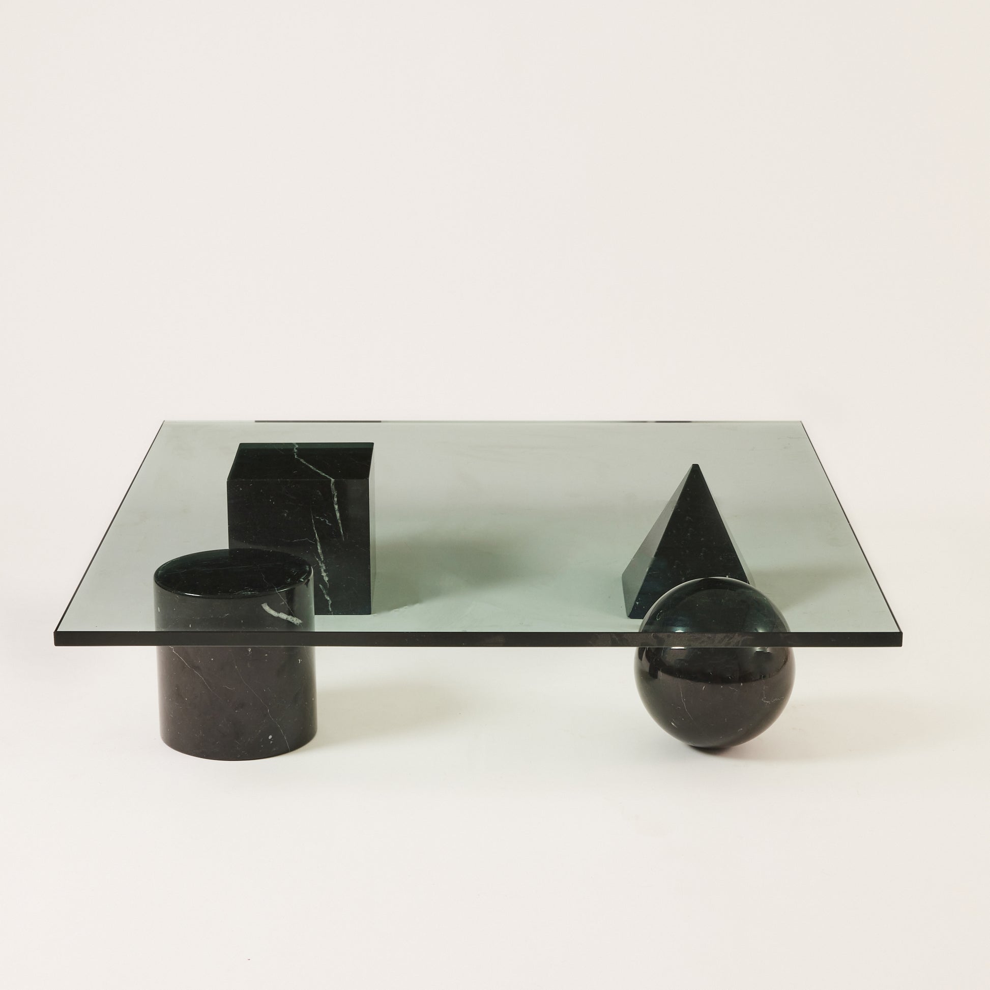 Massimo and Lella Vignelli "Metafora" Coffee Table, 1970s Vintage Glass and Marble Table for Martinelli Luce