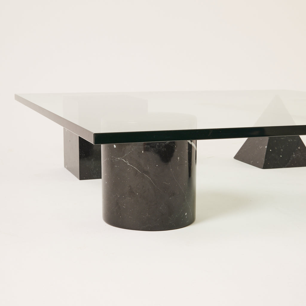 Massimo and Lella Vignelli "Metafora" Coffee Table, 1970s Vintage Glass and Marble Table for Martinelli Luce
