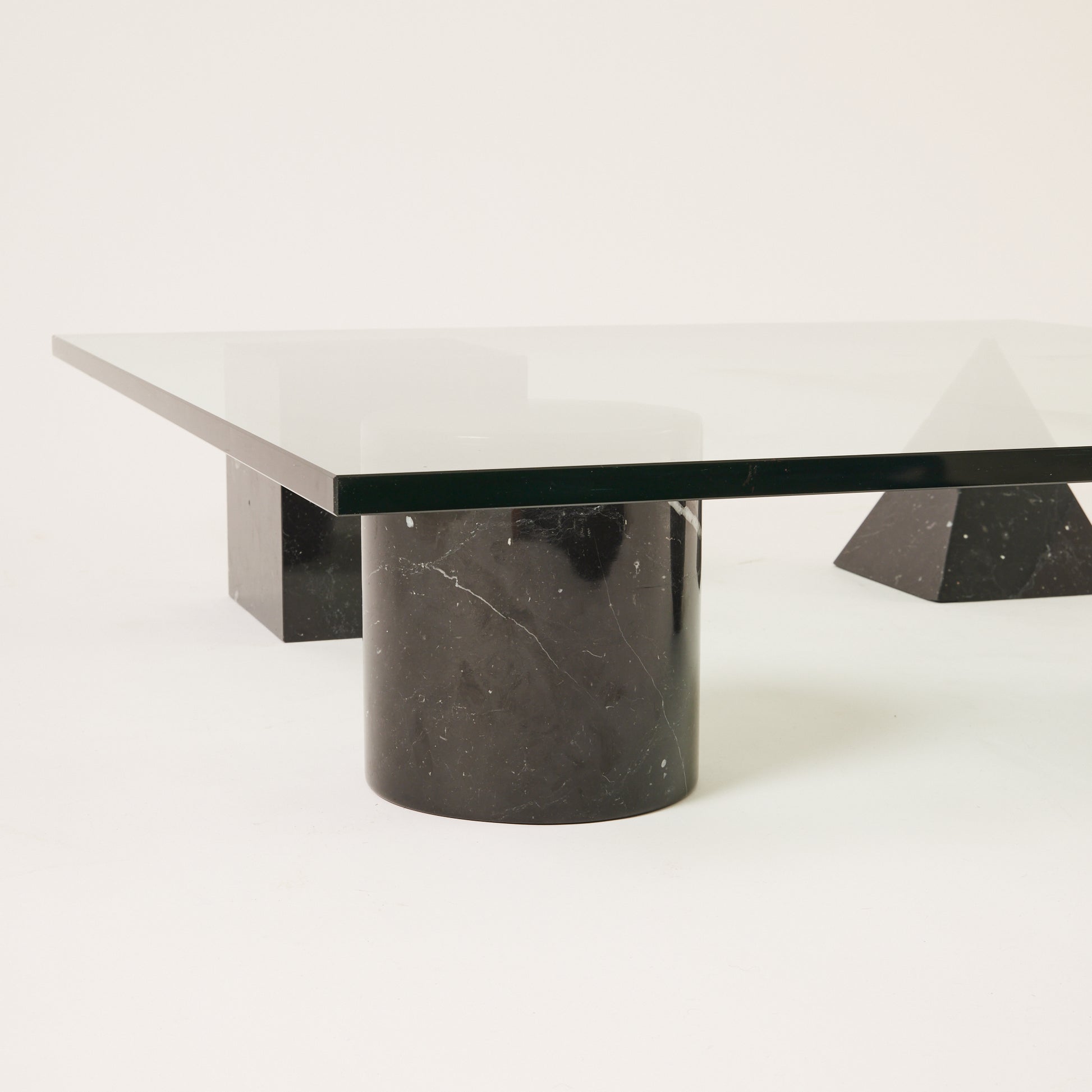 Massimo and Lella Vignelli "Metafora" Coffee Table, 1970s Vintage Glass and Marble Table for Martinelli Luce