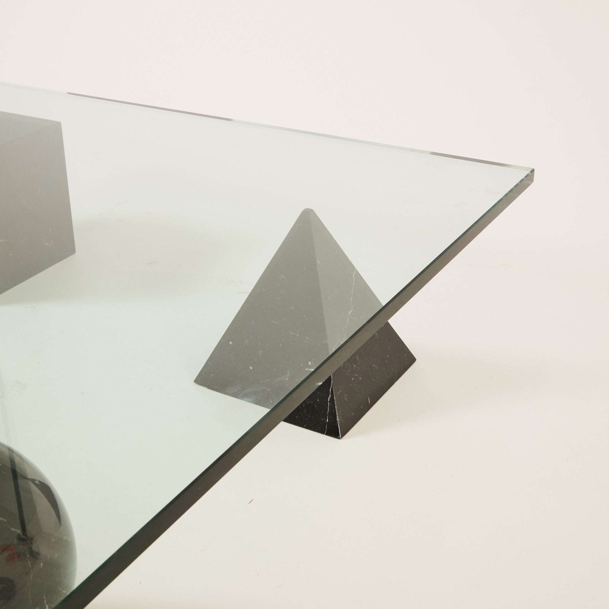 Massimo and Lella Vignelli "Metafora" Coffee Table, 1970s Vintage Glass and Marble Table for Martinelli Luce