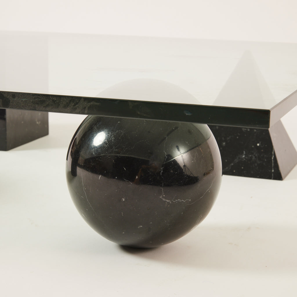 Massimo and Lella Vignelli "Metafora" Coffee Table, 1970s Vintage Glass and Marble Table for Martinelli Luce