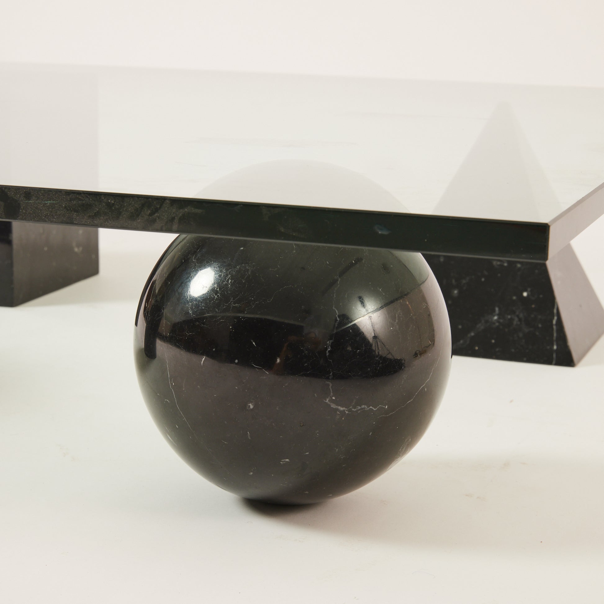 Massimo and Lella Vignelli "Metafora" Coffee Table, 1970s Vintage Glass and Marble Table for Martinelli Luce