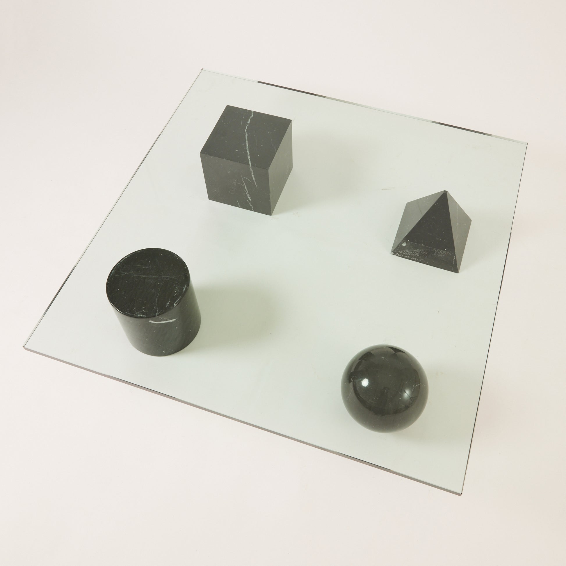Massimo and Lella Vignelli "Metafora" Coffee Table, 1970s Vintage Glass and Marble Table for Martinelli Luce