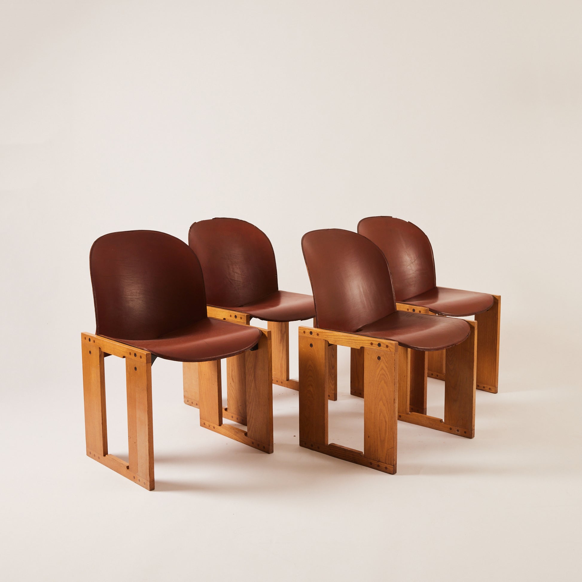SOLD Tobia Scarpa "Dialogo" Chairs | 1970s Vintage Leather Chairs for B&B Italia, Set of 4