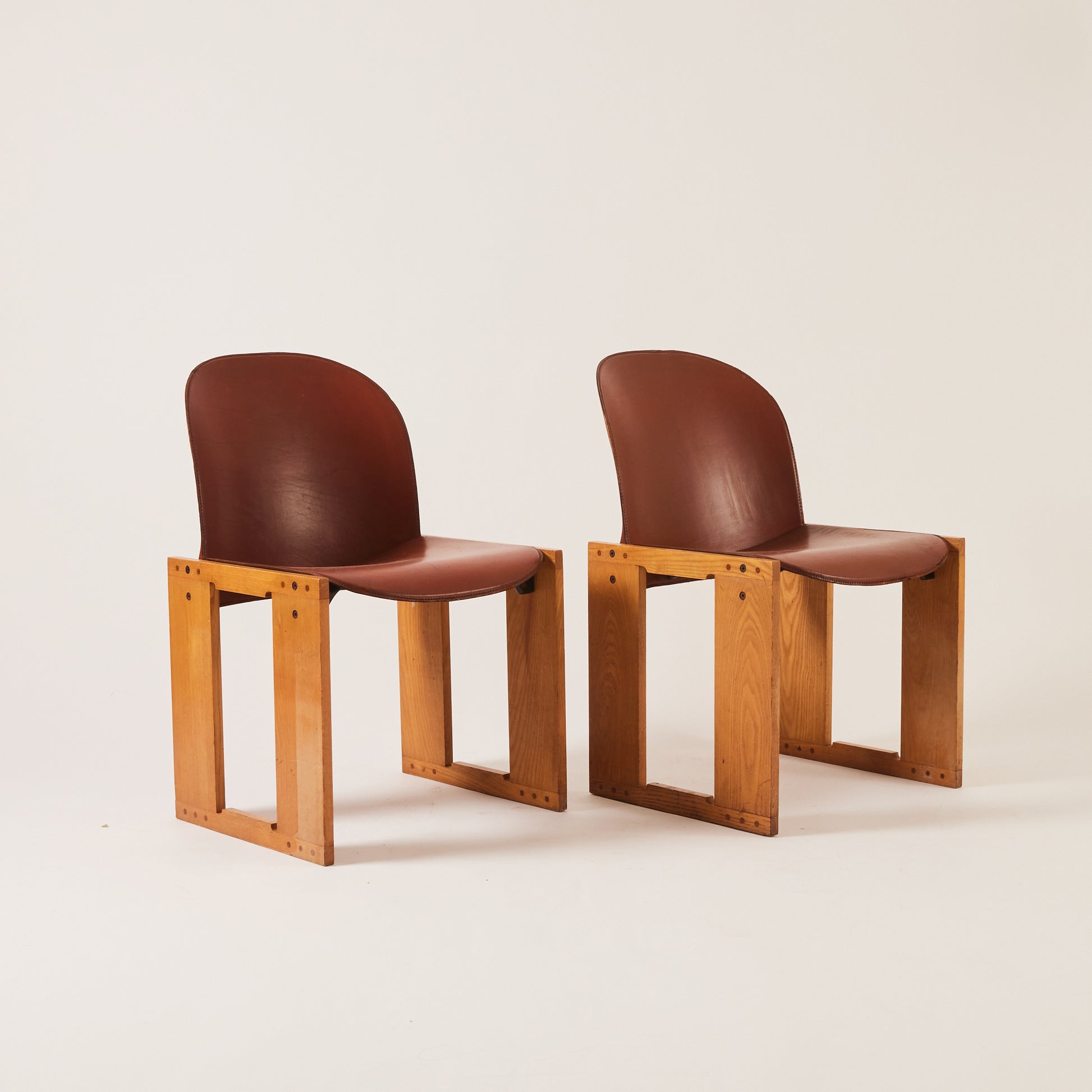 SOLD Tobia Scarpa "Dialogo" Chairs | 1970s Vintage Leather Chairs for B&B Italia, Set of 4