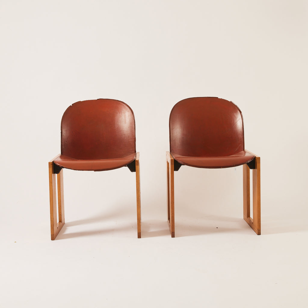 SOLD Tobia Scarpa "Dialogo" Chairs | 1970s Vintage Leather Chairs for B&B Italia, Set of 4