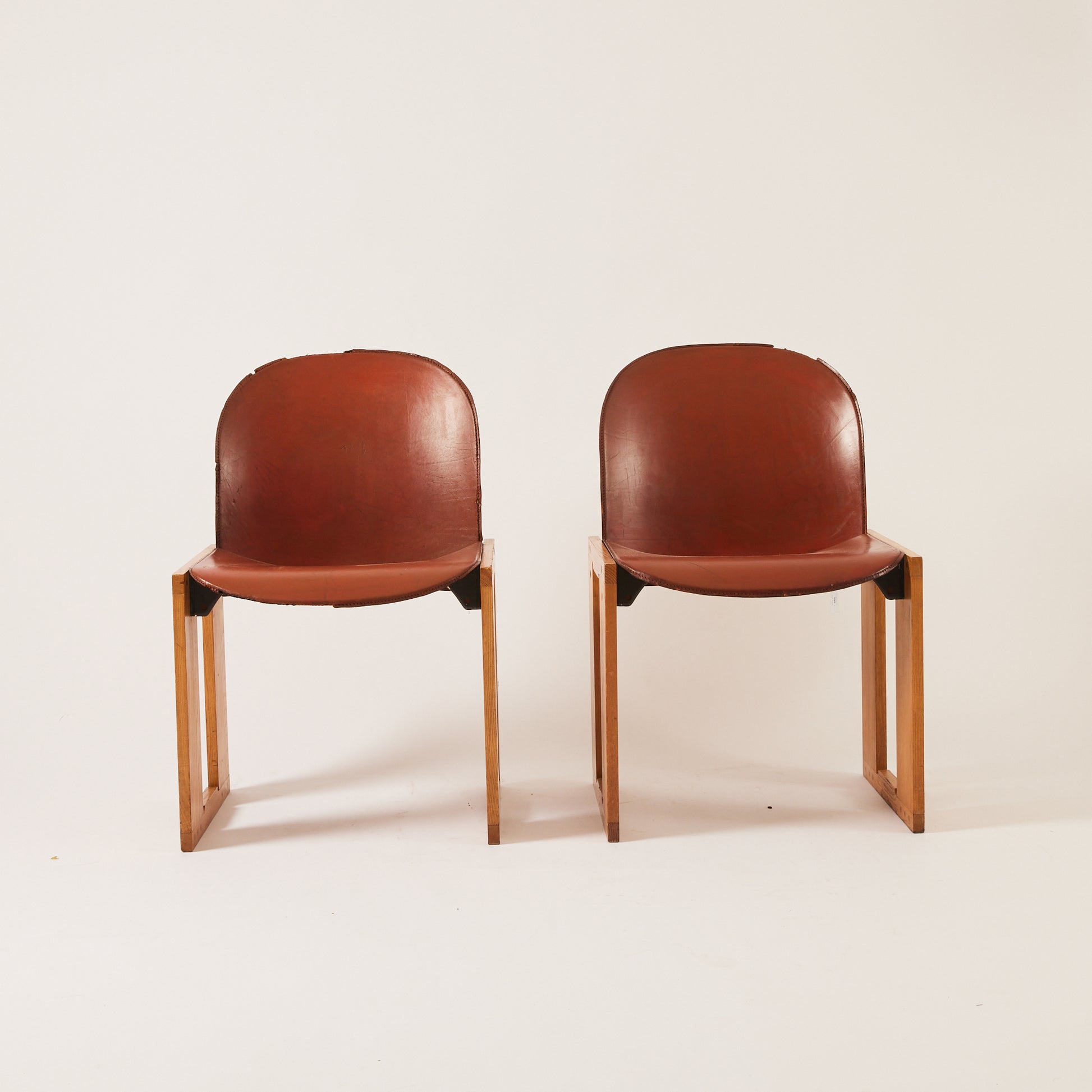 SOLD Tobia Scarpa "Dialogo" Chairs | 1970s Vintage Leather Chairs for B&B Italia, Set of 4
