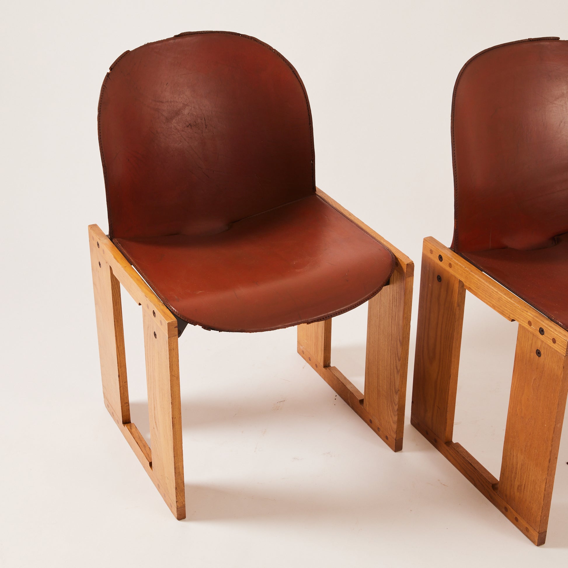 SOLD Tobia Scarpa "Dialogo" Chairs | 1970s Vintage Leather Chairs for B&B Italia, Set of 4