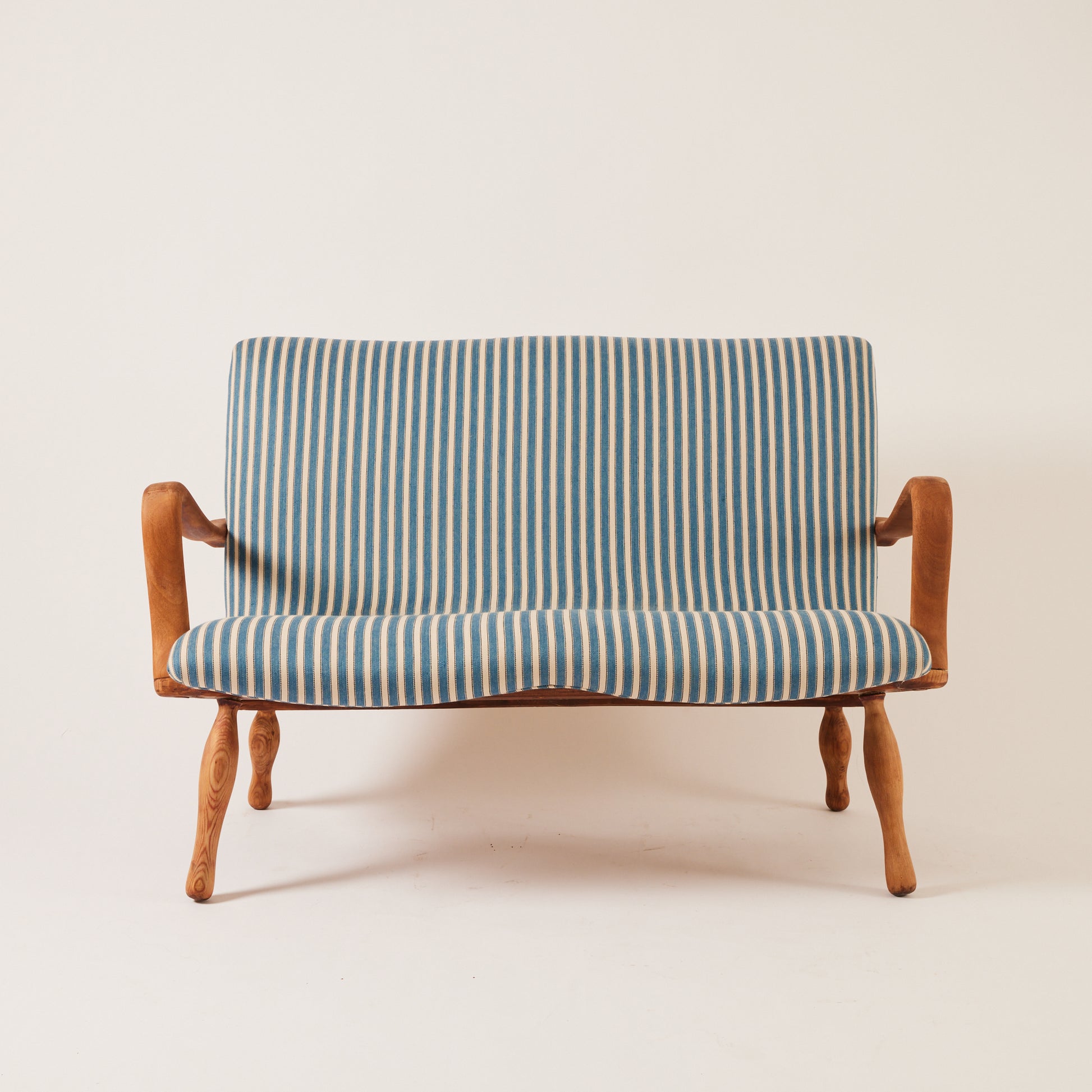 SOLD Swedish Sofa Upholstered in Denim Stripe, 1940's/50's