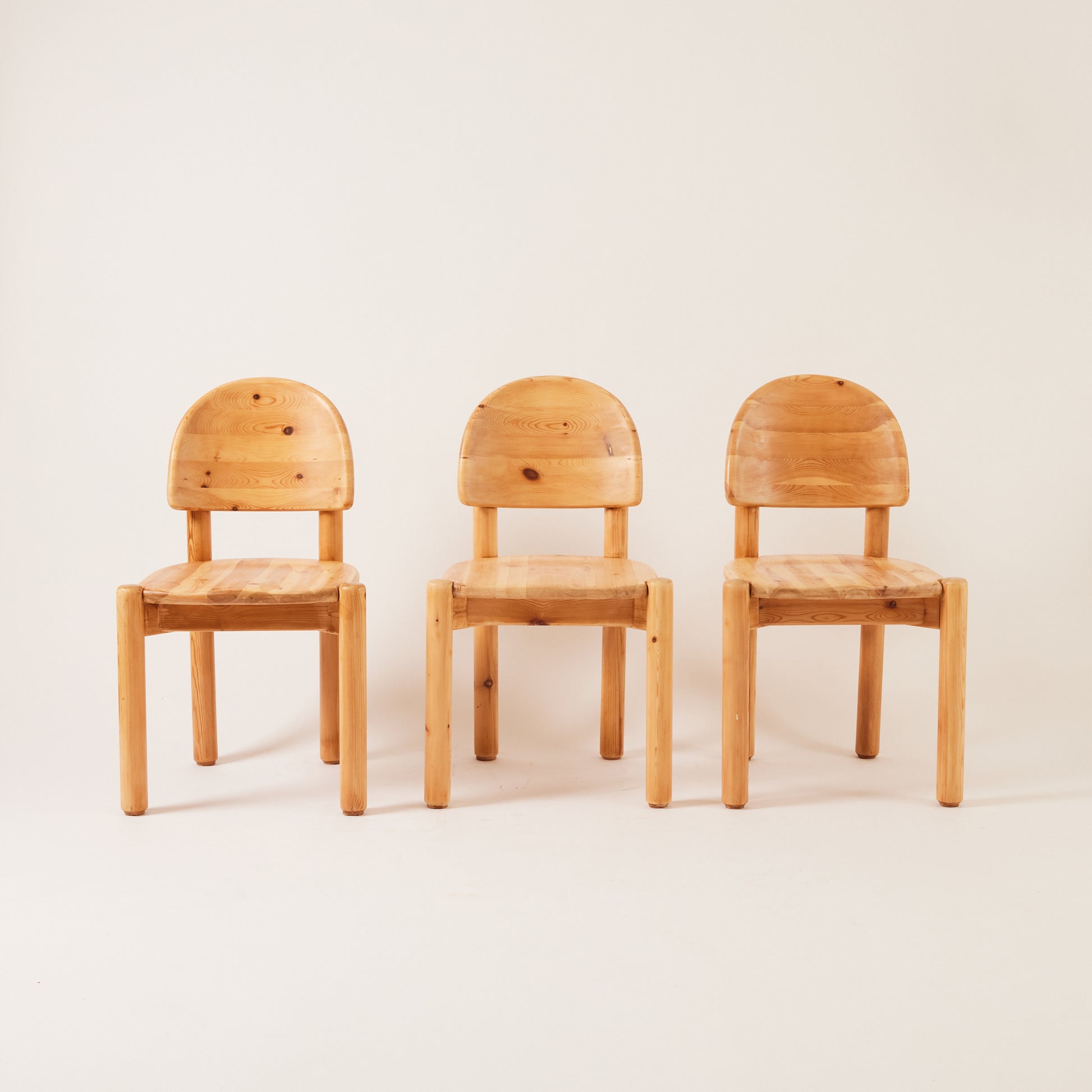 SOLD Rainer Daumiller Solid Pine Chairs, set of 6, 1970's