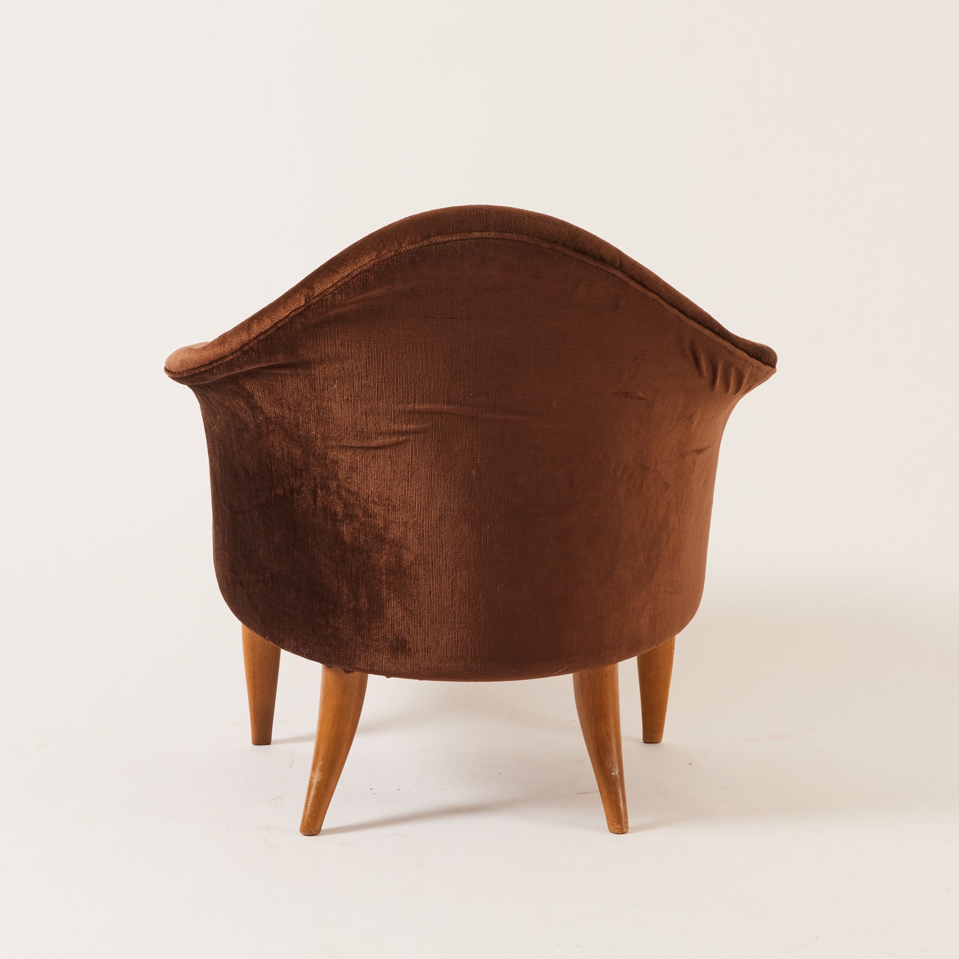 Kerstin Hörlin-Holmquist "Lilla Adam" Lounge Chair , Vintage 1950s Midcentury Velvet and Beech for Nordiska Kompaniet