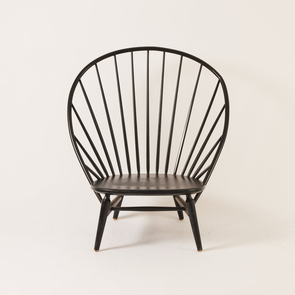 Sven Engström and Gunnar Myrstrand Bågen Lounge Chair, Mid 20th Century Vintage Black Lacquered Chair for Nässjö Stolfabrik