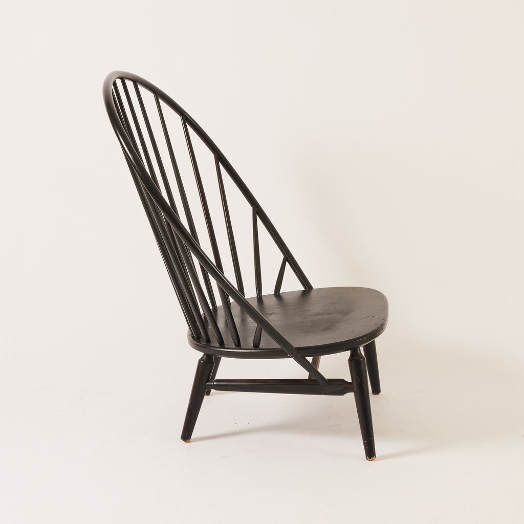 Sven Engström and Gunnar Myrstrand Bågen Lounge Chair, Mid 20th Century Vintage Black Lacquered Chair for Nässjö Stolfabrik