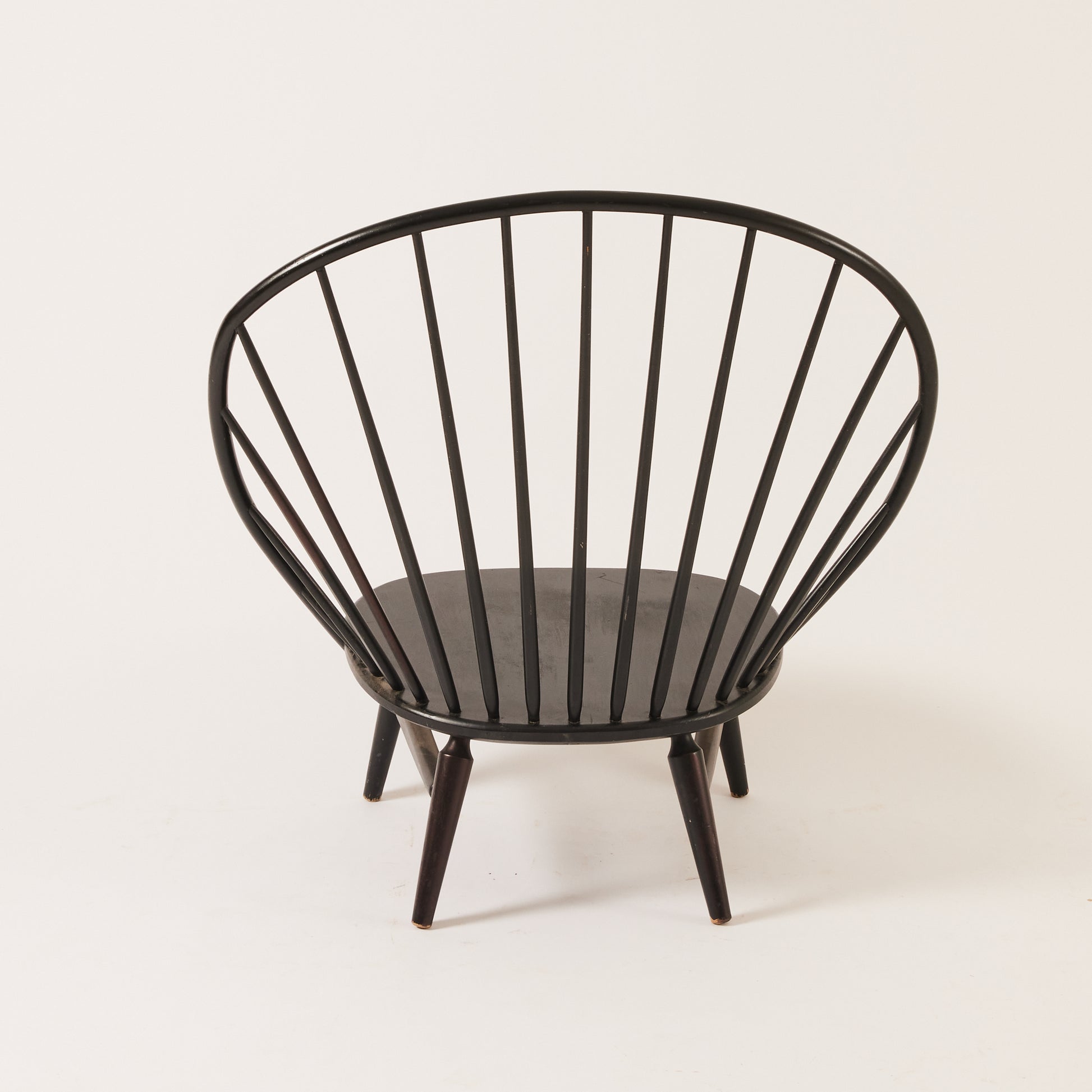 Sven Engström and Gunnar Myrstrand Bågen Lounge Chair, Mid 20th Century Vintage Black Lacquered Chair for Nässjö Stolfabrik