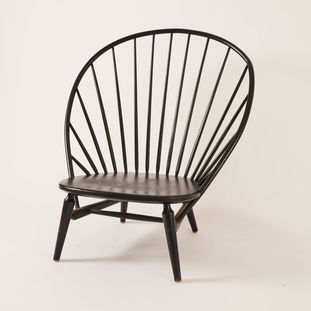 Sven Engström and Gunnar Myrstrand Bågen Lounge Chair, Mid 20th Century Vintage Black Lacquered Chair for Nässjö Stolfabrik