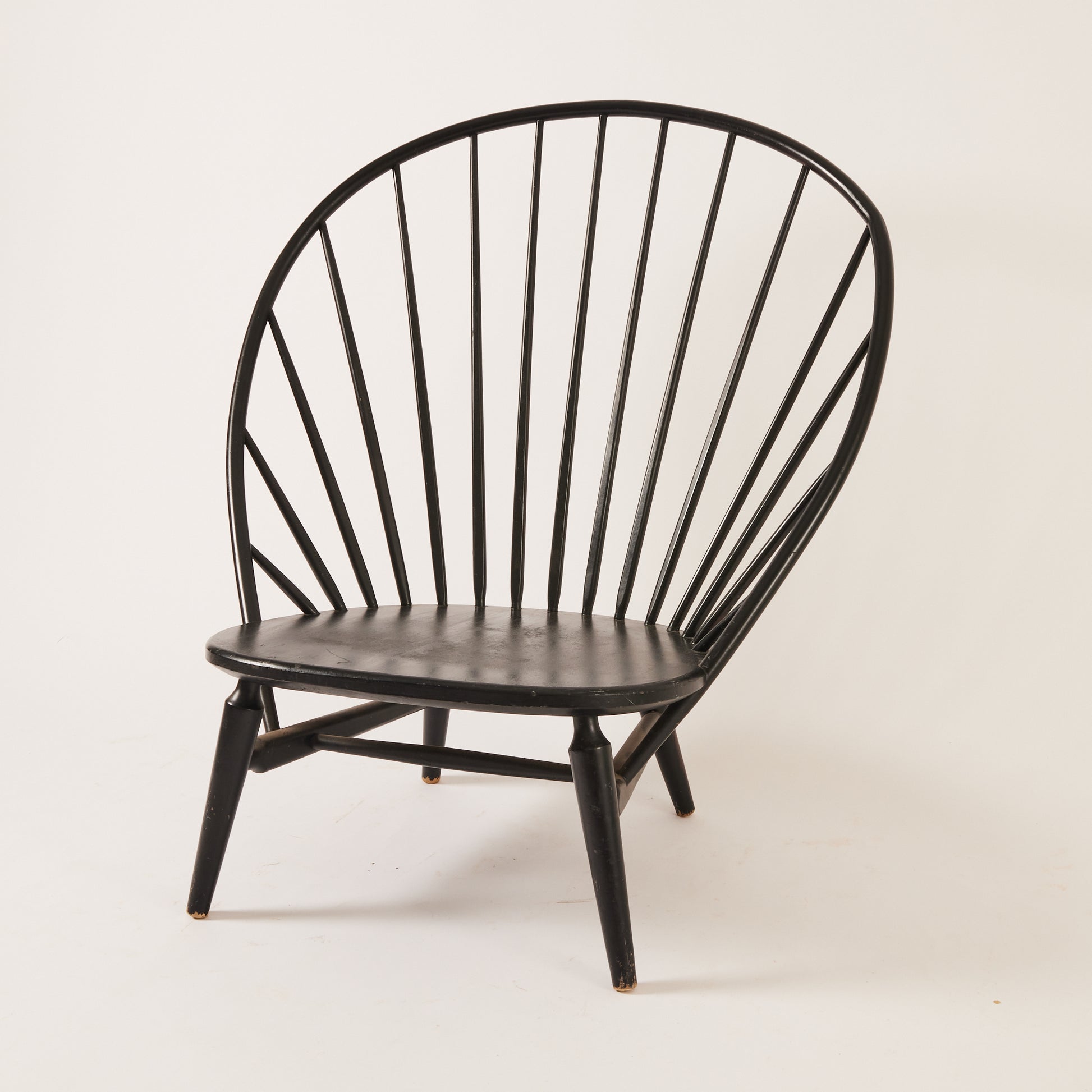Sven Engström and Gunnar Myrstrand Bågen Lounge Chair, Mid 20th Century Vintage Black Lacquered Chair for Nässjö Stolfabrik