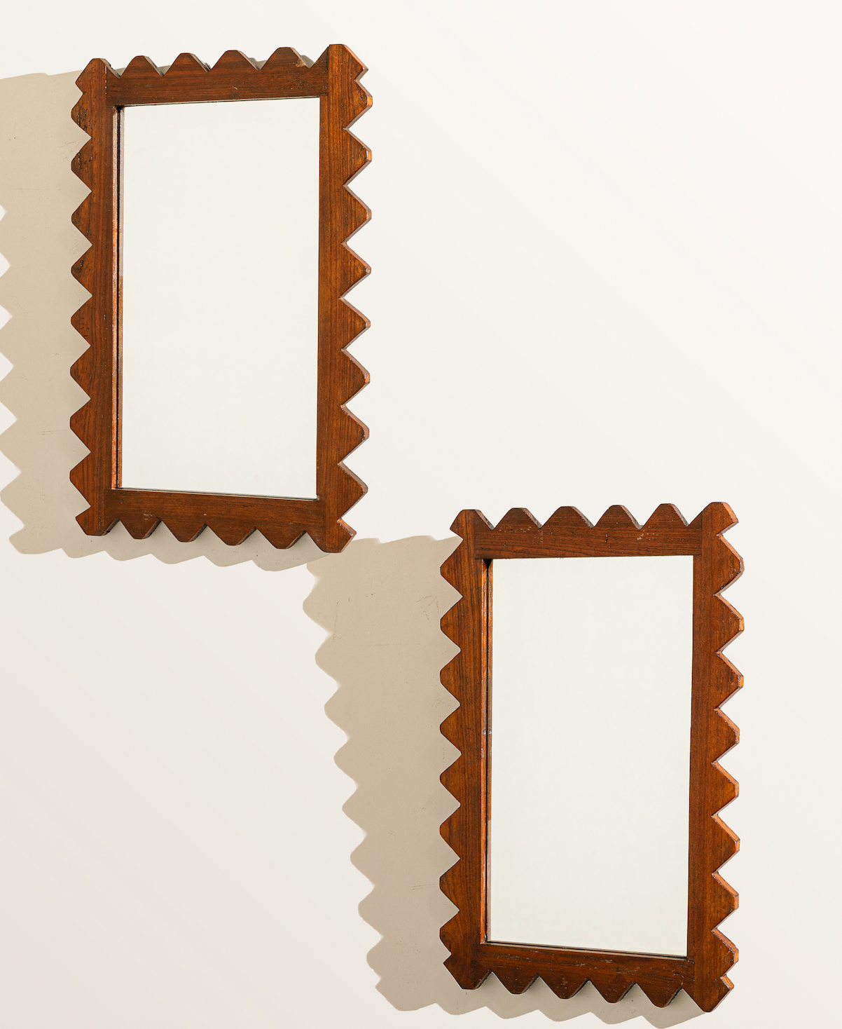 Italian Solid Wood Hand Carved Mirrors, a pair