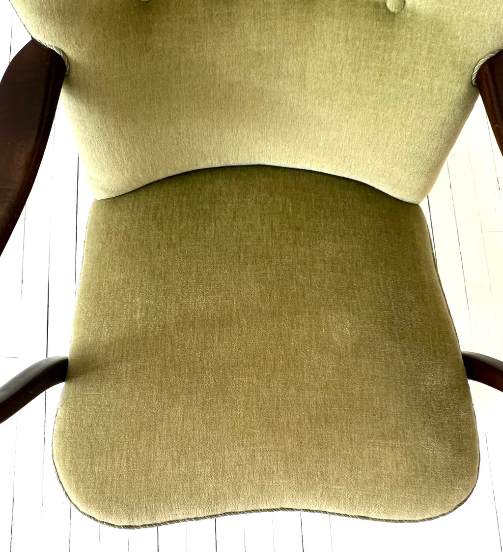 Alfred Christiansen Danish Modern High Back Easy Chair, 1940s, With Curved Open Arms