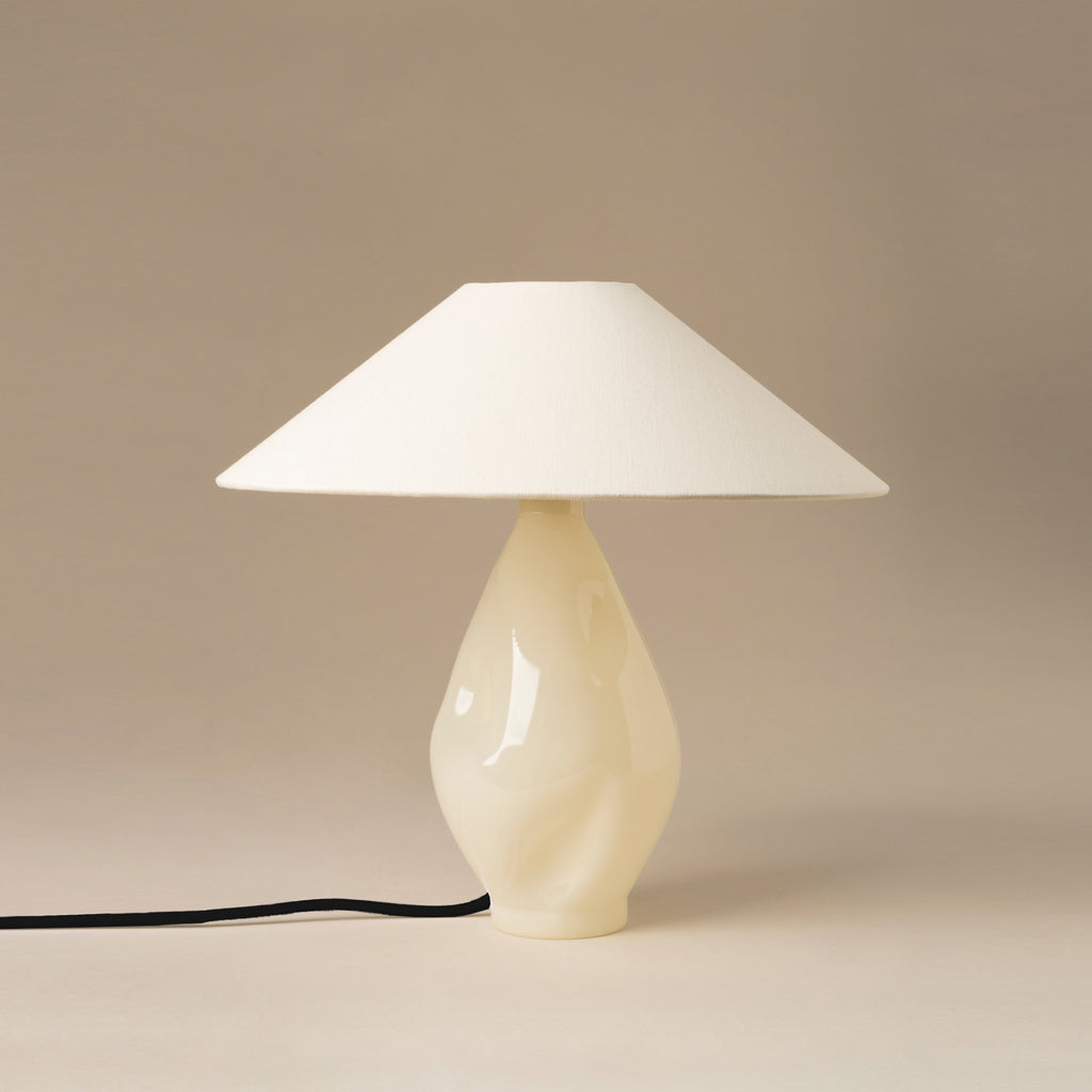 Beige Conical Glass Table Lamp by Los Objetos Decorativos