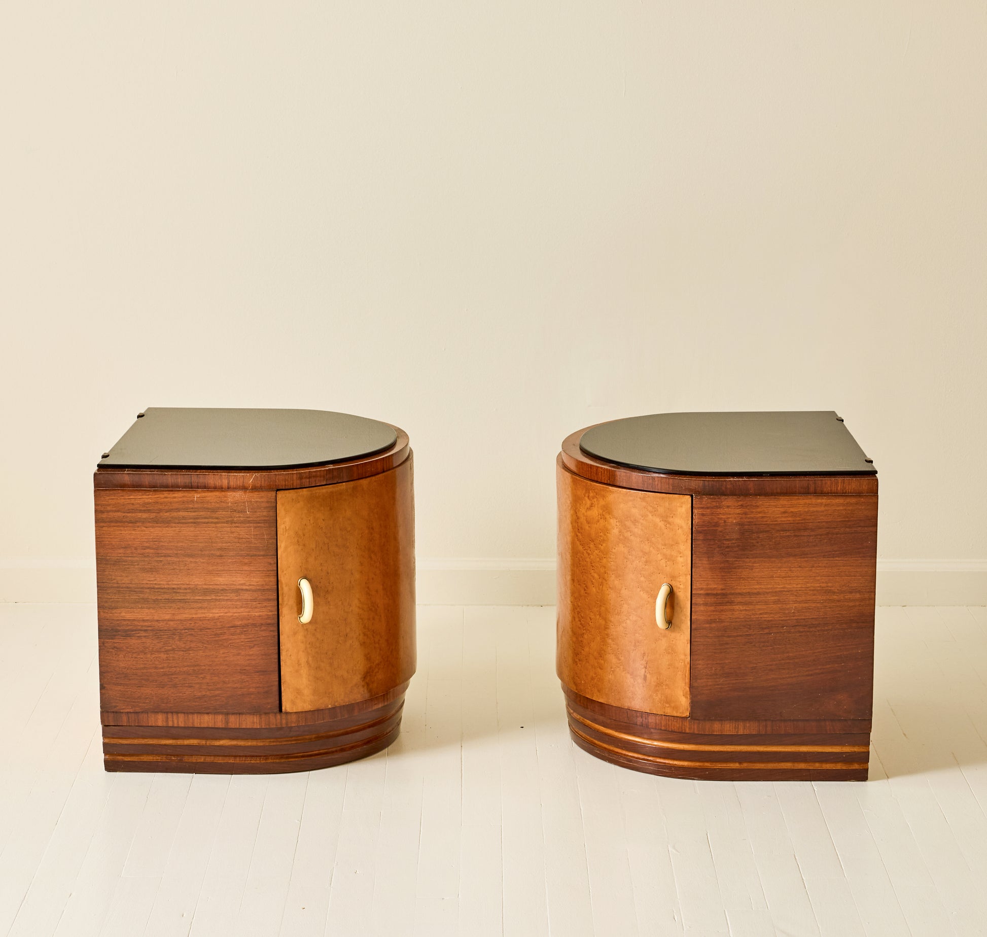 Italian Art Deco Bedside Tables, a pair, 1940s