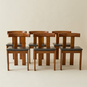 Luigi Vaghi Italian Modern Solid Wood Dining Chairs, 1970's, Set of 6