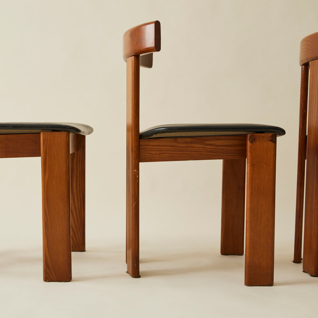 Luigi Vaghi Italian Modern Solid Wood Dining Chairs, 1970's, Set of 6