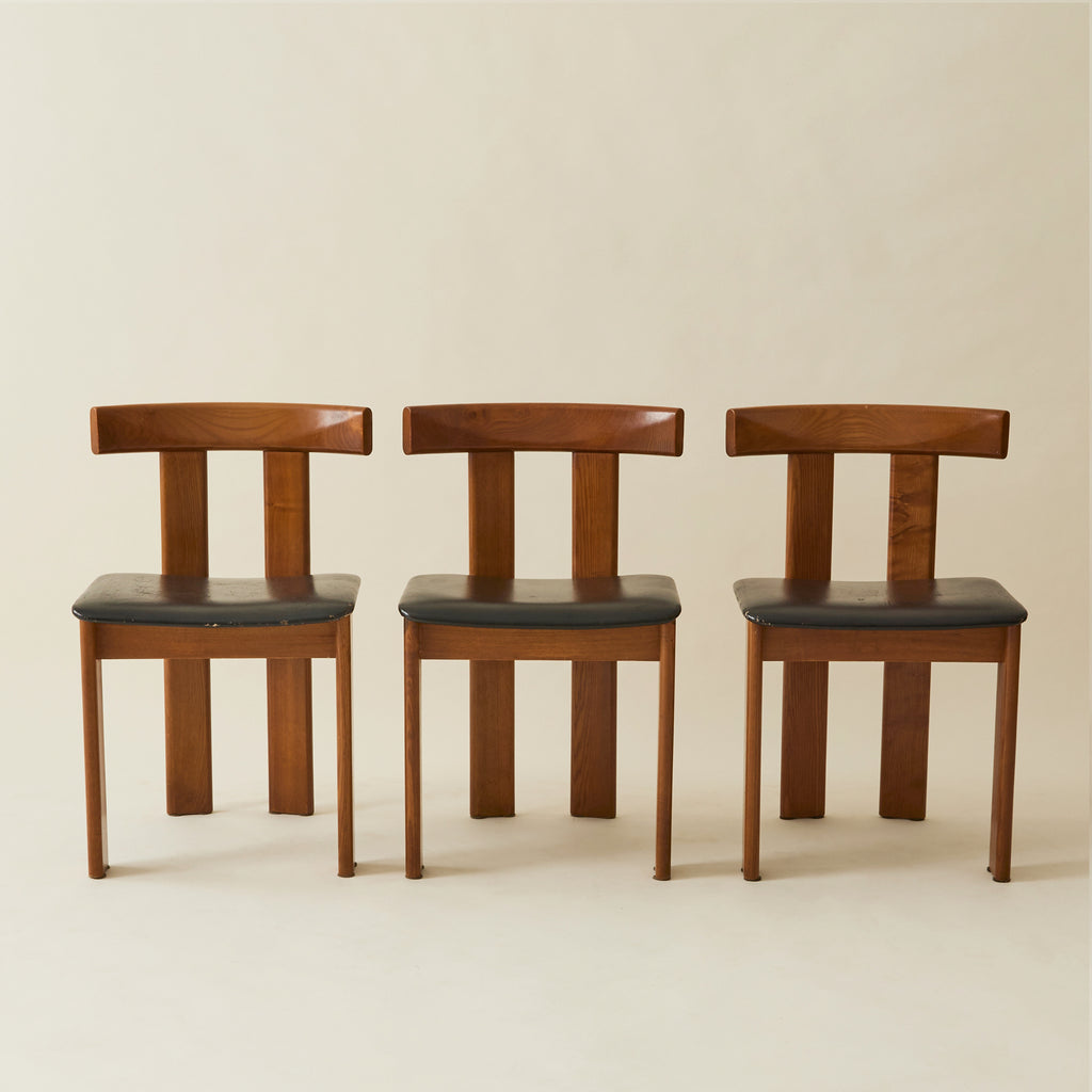 Luigi Vaghi Italian Modern Solid Wood Dining Chairs, 1970's, Set of 6