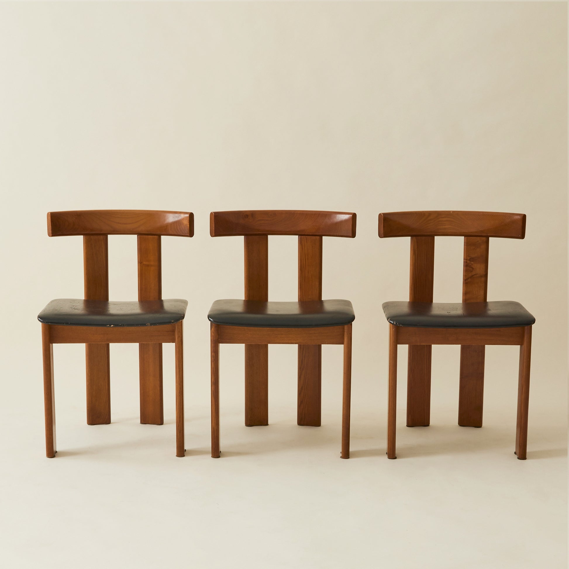 Luigi Vaghi Italian Modern Solid Wood Dining Chairs, 1970's, Set of 6