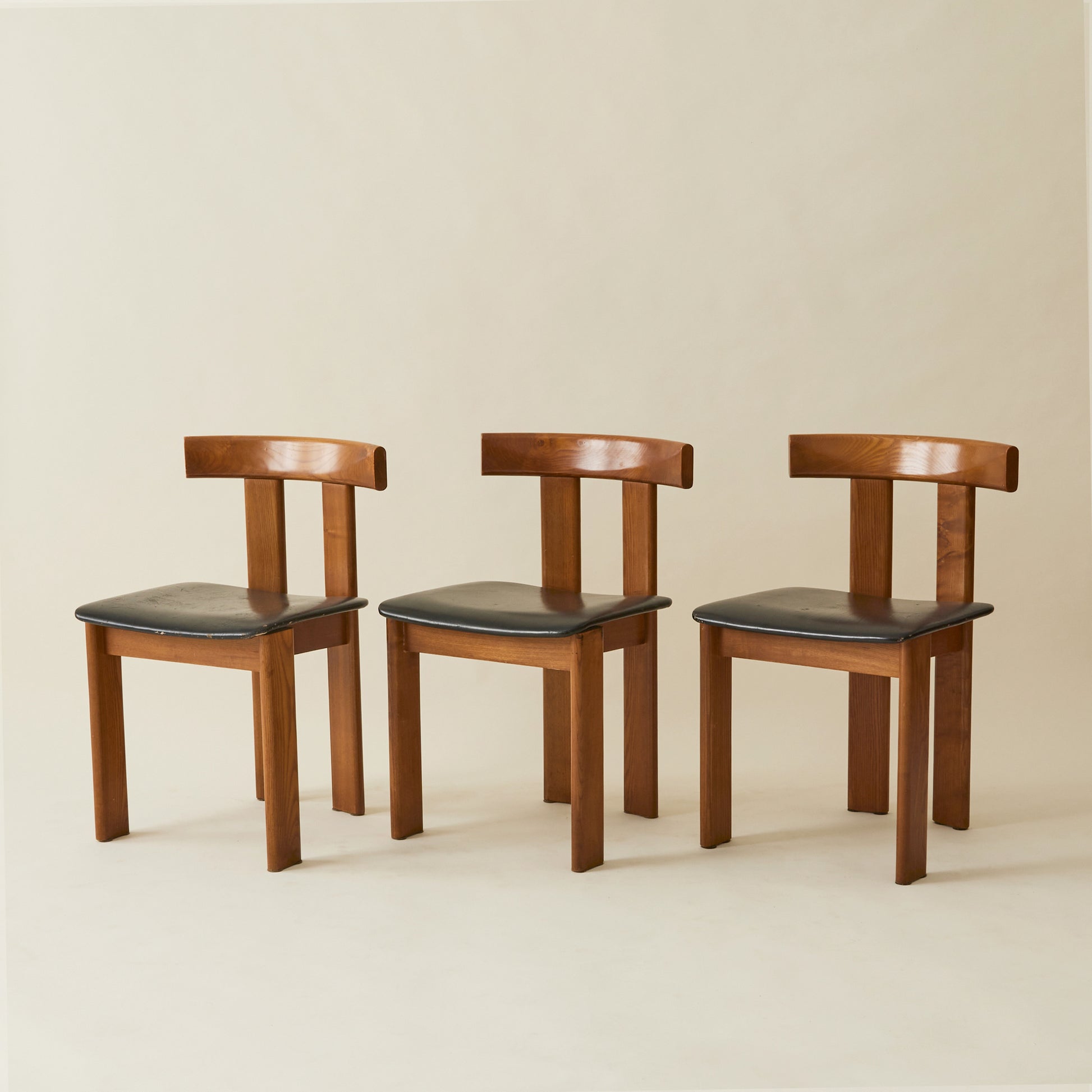 Luigi Vaghi Italian Modern Solid Wood Dining Chairs, 1970's, Set of 6