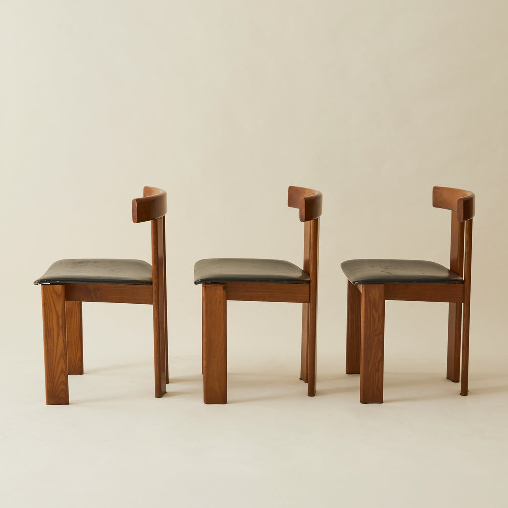 Luigi Vaghi Italian Modern Solid Wood Dining Chairs, 1970's, Set of 6