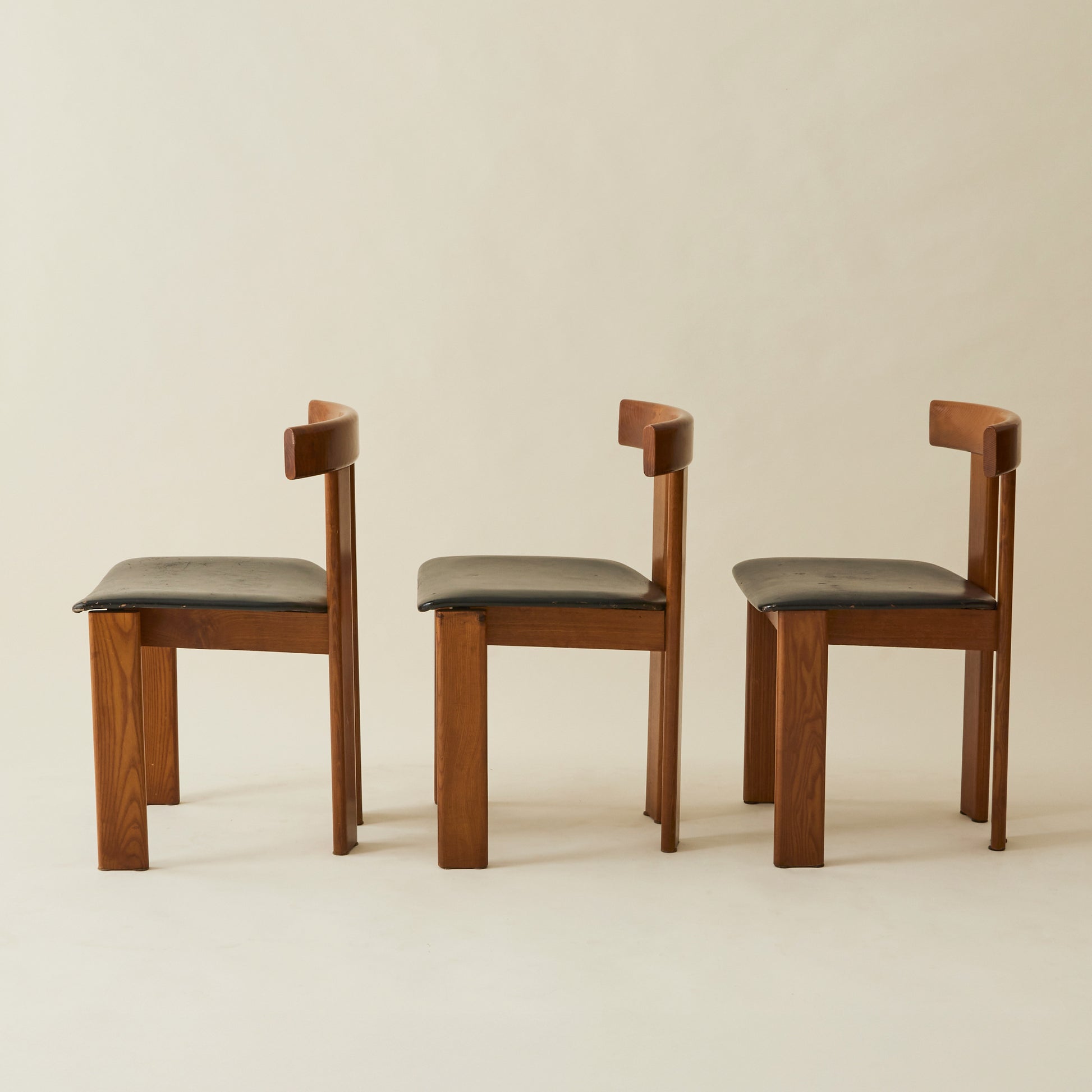 Luigi Vaghi Italian Modern Solid Wood Dining Chairs, 1970's, Set of 6