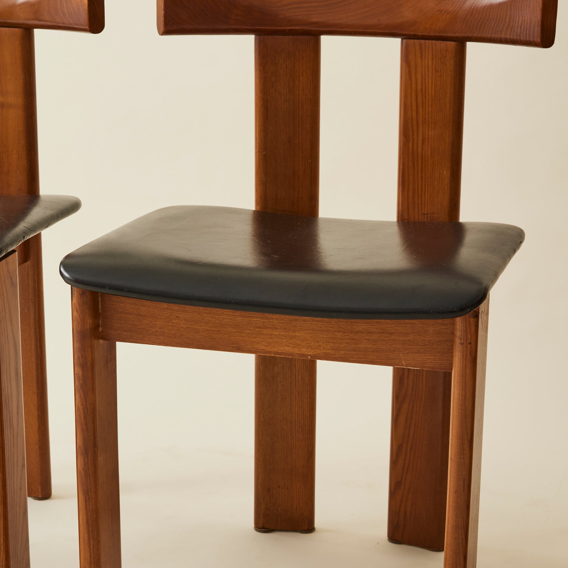 Luigi Vaghi Italian Modern Solid Wood Dining Chairs, 1970's, Set of 6