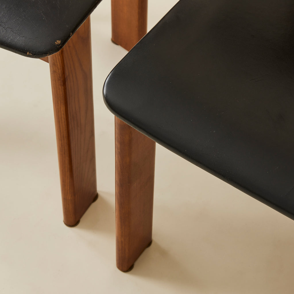 Luigi Vaghi Italian Modern Solid Wood Dining Chairs, 1970's, Set of 6