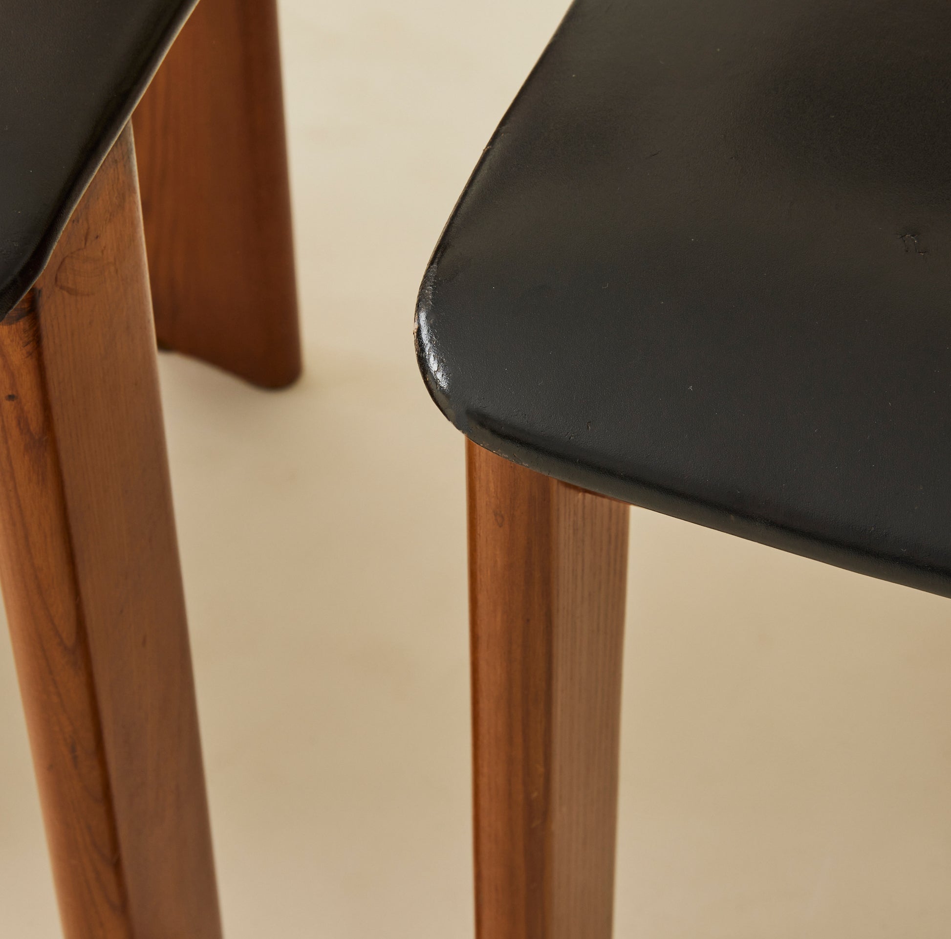 Luigi Vaghi Italian Modern Solid Wood Dining Chairs, 1970's, Set of 6