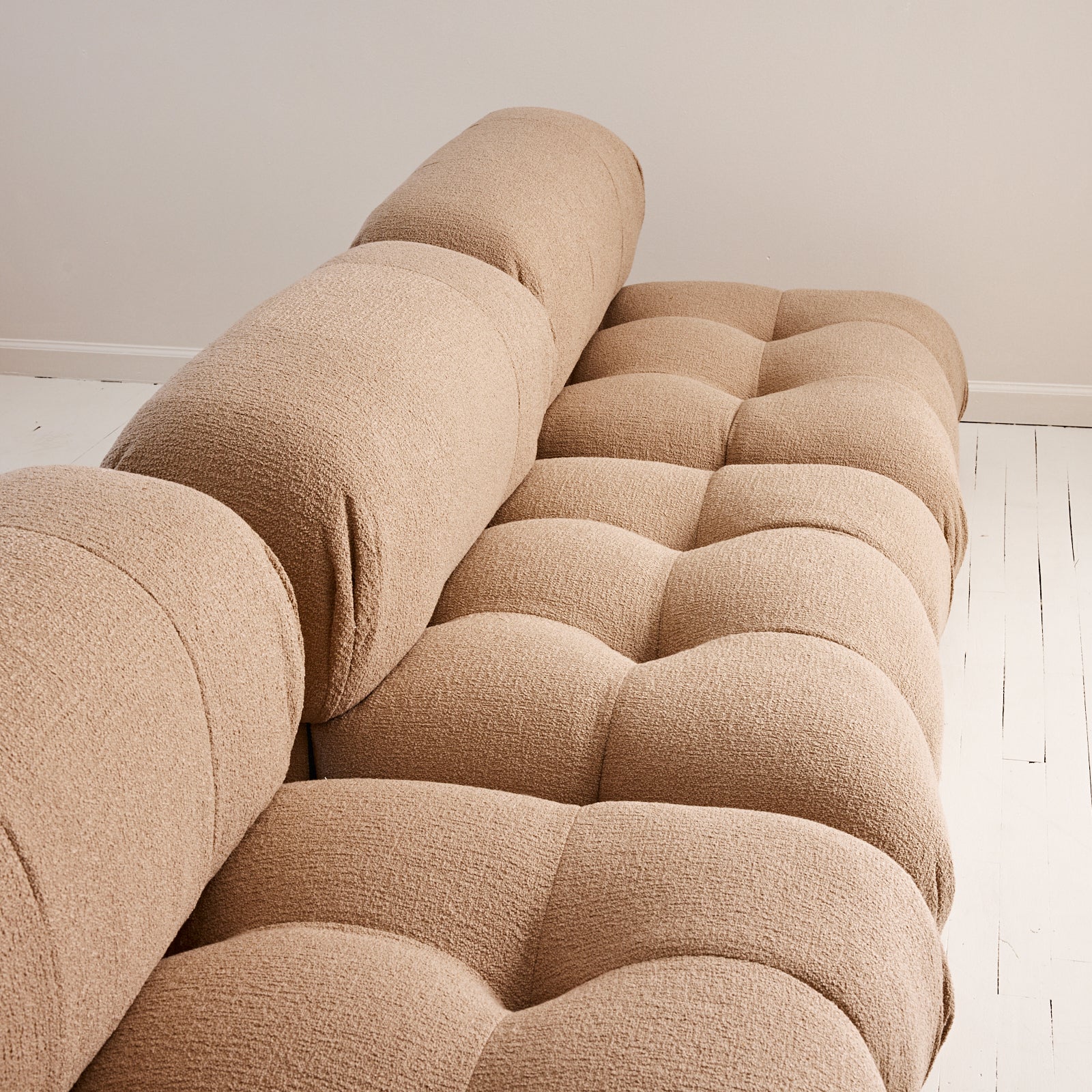 SOLD Mario Bellini "Camaleonda" Sofa, 1970s Vintage Mid Century Modular Sofa in Light Camel Boucle, C&B Italia