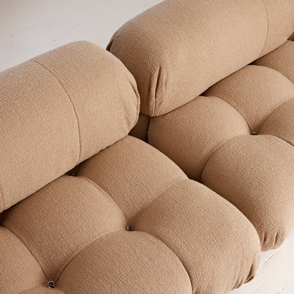SOLD Mario Bellini "Camaleonda" Sofa, 1970s Vintage Mid Century Modular Sofa in Light Camel Boucle, C&B Italia