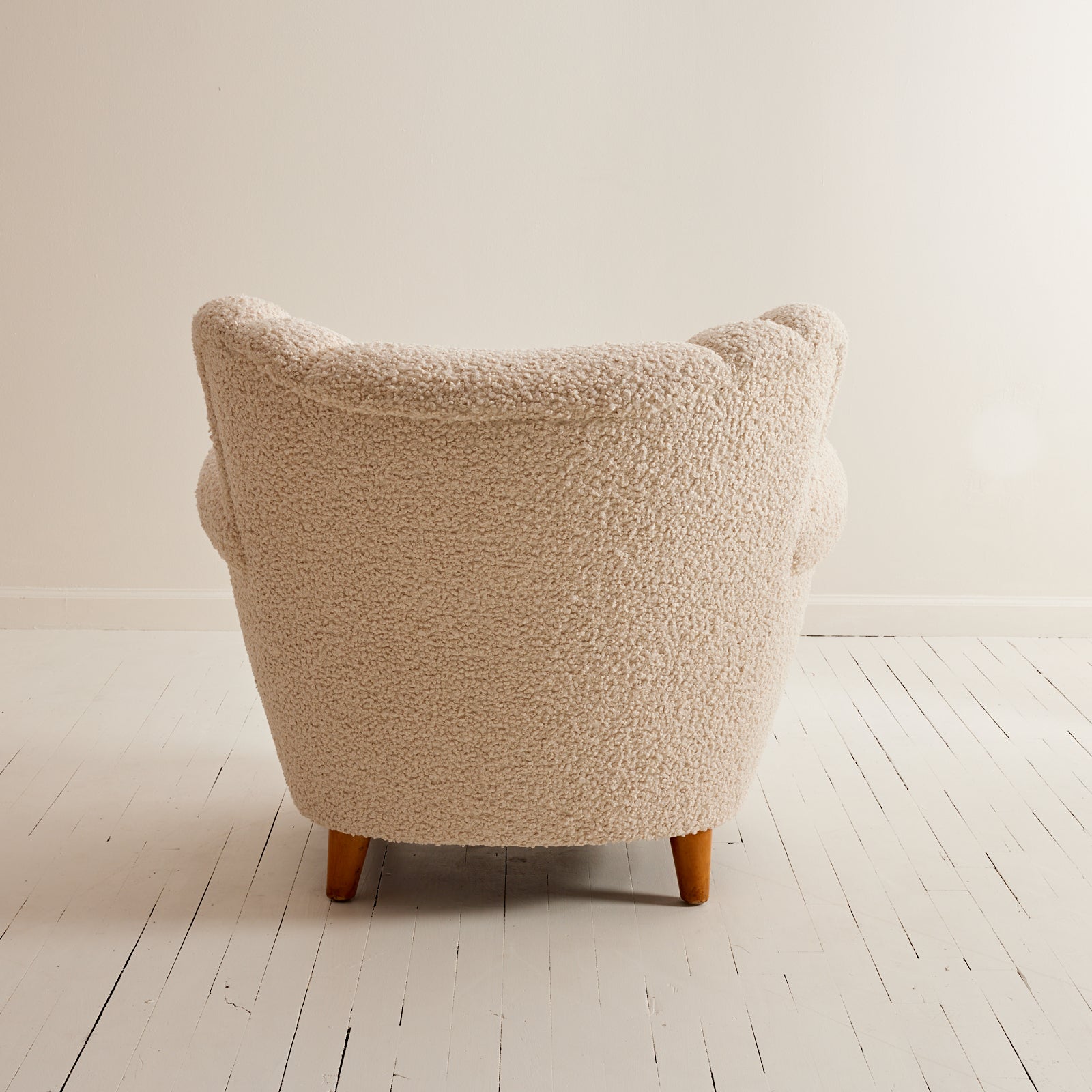SOLD Swedish Wingback Armchair, 1940s Vintage Sherpa Boucle Easy Chair